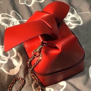 Cute ribbon bow leather cross body handbag